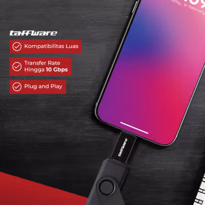 Taffware Adaptor Konverter High Speed Micro USB ke USB Type C 3.1 - US189 - Black — gambar 3