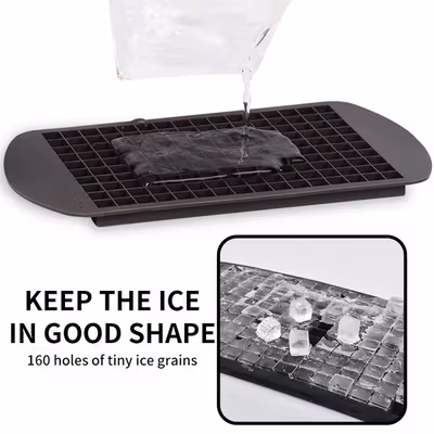 TaffHOME Cetakan Es Batu Silikon Kotak 160 Grid Ice Cube Tray - DY0973 - Black — gambar 3
