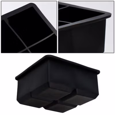 SSGP Cetakan Es Batu Silikon Kotak 4 Grid Ice Cube Tray - SSGP4 - Black — gambar 3