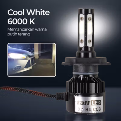 TaffLED X7 Lampu Depan Mobil LED COB Headlight H4 Cool White 2 PCS - 75818-4CN - Black — gambar 3