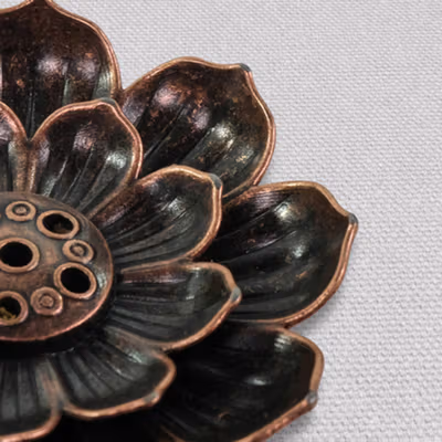 TaffHOME Tempat Dupa Incense Stick Holder Desain Lotus - YN002 - Bronze — gambar 3