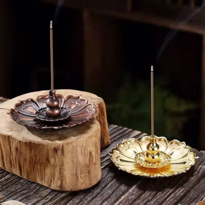 TaffHOME Tempat Dupa Lotus Gourd Incense Holder Zinc Alloy - YJ-A3 - Golden — gambar 3