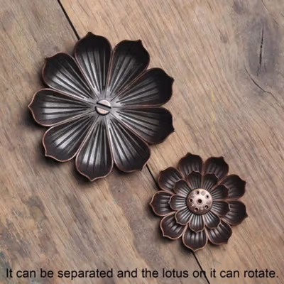 TaffHOME Tempat Dupa Three Layer Lotus Incense Holder Zinc Alloy - YJ-T1 - Golden — gambar 3