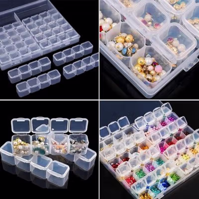 Kotak Perhiasan Aksesoris Plastic Storage Jewelry Box 56 Grid - DR56 - Transparent — gambar 3