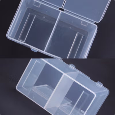Acolehuma Tempat Kapas Multifungsi Dual Compartment Make Up Storage - AH097 - Transparent — gambar 3