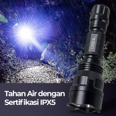 UltraFire Senter LED Flashlight XML-T6 4000 Lumens Charger dan Baterai - C8 - Black — gambar 3