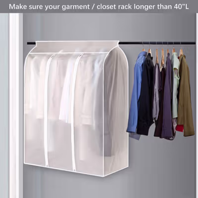 TaffHOME Cover Pakaian Gaun Jas Anti Debu PEVA 50x80x90 cm - CY-08 - Transparent — gambar 3