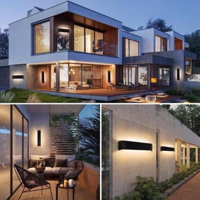JUMEI Lampu Dinding Hias Outdoor Warm White Waterproof IP20 20W - D313 - Black — gambar 3