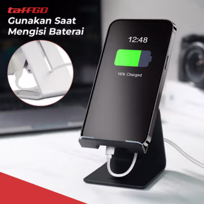 TaffGO Mobile Mate Smartphone Tablet Stand Holder Aluminium - S014 - Black — gambar 3