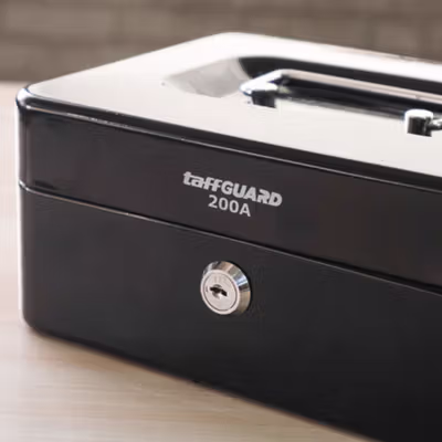 TaffGUARD Brankas Kotak Uang Dokumen Cashbox Key Lock 20x16x9cm - 200A - Black — gambar 3