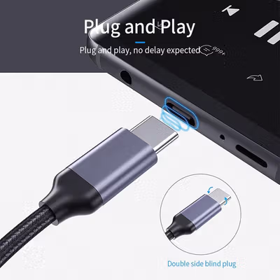 ESSAGER Kabel Audio Braided Type C Male to 3.5mm Jack Female 10.5CM - ES-YP15 - Gray — gambar 3
