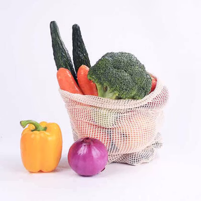 BAGGU Tas Belanja Lipat Vegetable and Fruit Cotton Mesh Bag M - BG1 - Beige — gambar 3