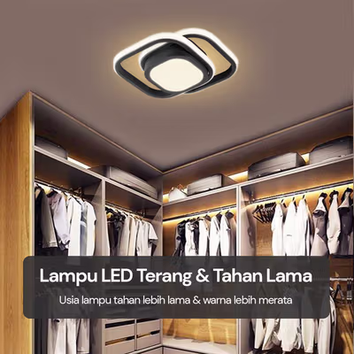 TaffLED Lampu LED Plafon Dimmable Ceiling Light Square 3 Color 40W - Z318 - Black — gambar 3