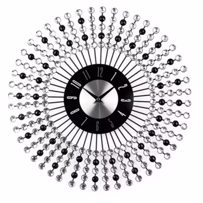 TOACT Jam Dinding Bulat Quartz Clock 3D Model Luxury Diamond 43cm - H18 - Silver — gambar 3
