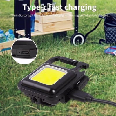 VKTECH Senter LED COB Keychain Magnetic Rechargeable 500 Lumens - CB601 - Black — gambar 3