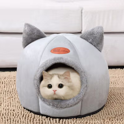 AOXIN Tempat Tidur Hewan Peliharaan Kucing Cat House Size XL - HTC01 - Gray — gambar 3