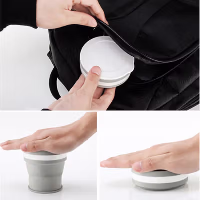 ACEBON Gelas Lipat Silikon Foldable Cup Heat Resistant 350ml - M6 - Gray — gambar 3