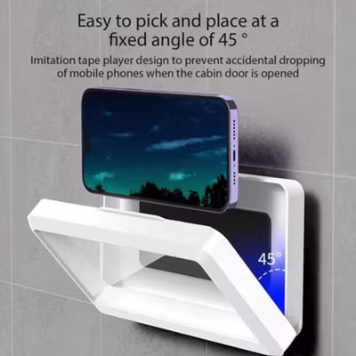 EASYLIFE Rak HP Dinding Kamar Mandi Waterproof Phone Case Holder - SH-007 - White — gambar 3