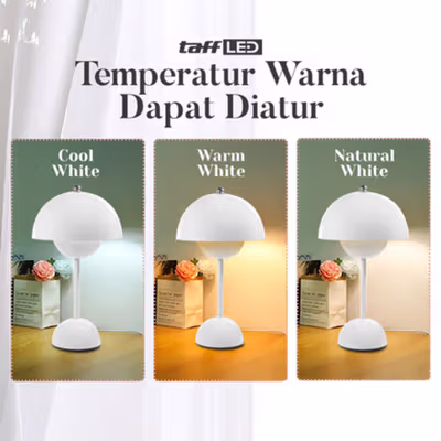 TaffLED Lampu Meja Hias LED Dimmable Modern Mushroom 3 Color 3W - LM39 - White — gambar 3