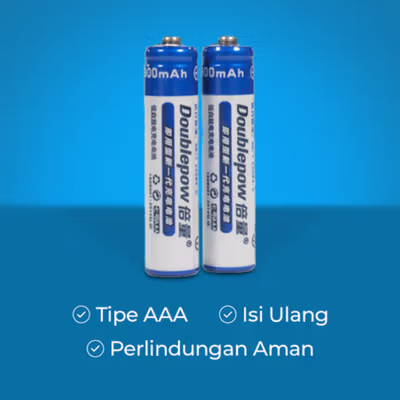 Doublepow Baterai Isi Ulang AAA Ni-MH Button Top 900mAh 1.2V 2 PCS - No Color — gambar 3
