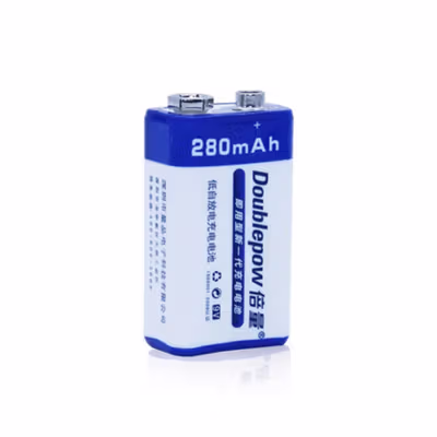 Doublepow Baterai Isi Ulang 9V Recharge Ni-MH Button Top 280 mAh 1 PCS - Blue/White — gambar 3