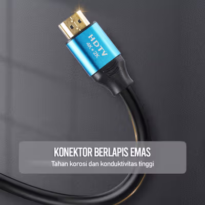 High Speed HDMI to HDMI Cable OD7.3mm Gold Plated 4K 5M - Black — gambar 3