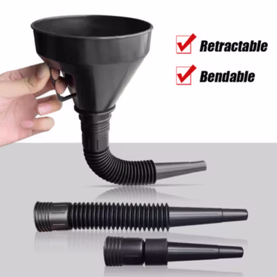 Carzkool Nozzle Corong Minyak Bensin Wide Funnel 13.5cm dengan Selang - CK888 - Black — gambar 3