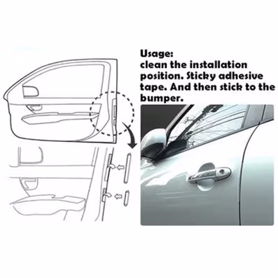 CHEZHIWANG Car Door Bumper Pelindung Pintu Mobil 8 PCS - HT-001 - Black — gambar 3