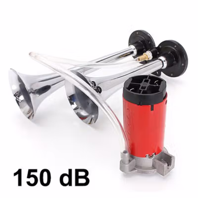 OTOHEROES Klakson Trompet Mobil Dual Air Horn 150dB 12V - LD201 - Silver — gambar 3