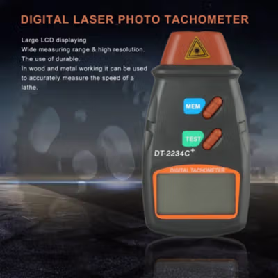 TaffSTUDIO Digital Laser Photo Tachometer LCD 2.5-99999 RPM - DT-2234C+ - Black — gambar 3