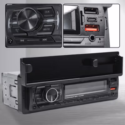 Taffware Tape Mobil Audio MP3 Player Bluetooth USB ISO Phone Holder - HL83 - Black — gambar 3
