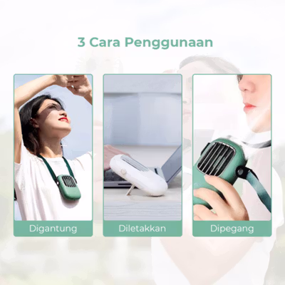 CATLION Kipas Angin Mini Portable Model Kalung Leher Neck Fan 1800mAh - YJ19 - White — gambar 3