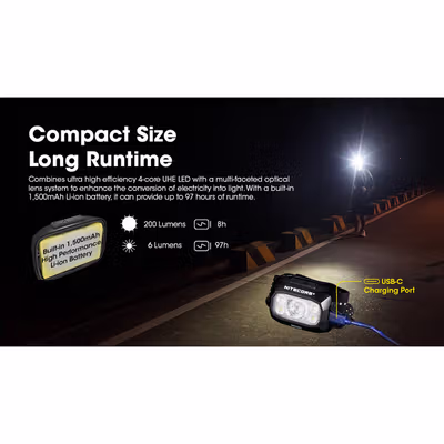 NITECORE Senter Kepala Headlamp LED Triple Output IP66 500 Lumens - NU30 - Black — gambar 3