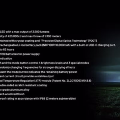 NITECORE Senter LED Flashlight Tactical 3500 Lumens IP68 with Remote - MH40 Pro - Black — gambar 3
