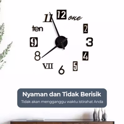 TaffHOME Jam Dinding Besar DIY Giant Clock Quartz 80-130cm - D013 - Black — gambar 3