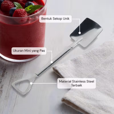 EPOCH Sendok Teh Dessert Sekop Spoon Stainless Steel 1 PCS Square - LXY550 - Silver — gambar 3