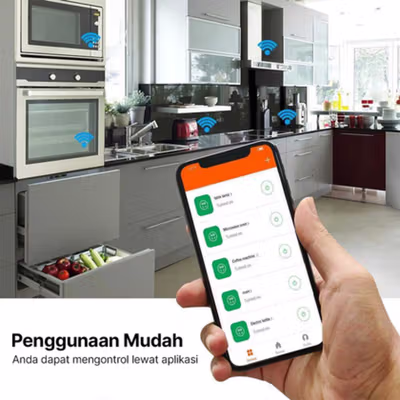 TaffHOME Steker Tuya Smart Plug WiFi EU Plug 16A Monitoring Function - S21 - White — gambar 3