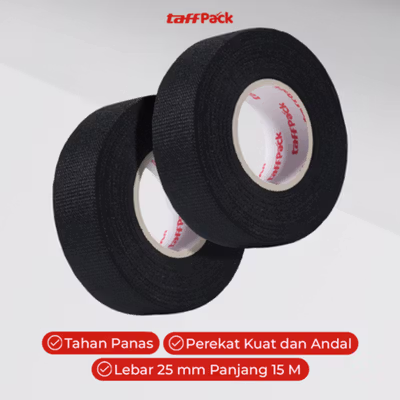 TaffPACK Lakban Kain Adhesive Cloth Tape Heat Resistant 15M 25mm - TF11 - Black — gambar 3
