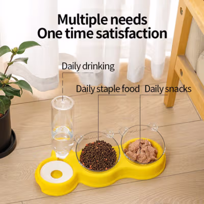 Aufulai Tempat Makan dan Minum Hewan Peliharaan Kucing Anjing - CH506 - Dark Blue — gambar 3