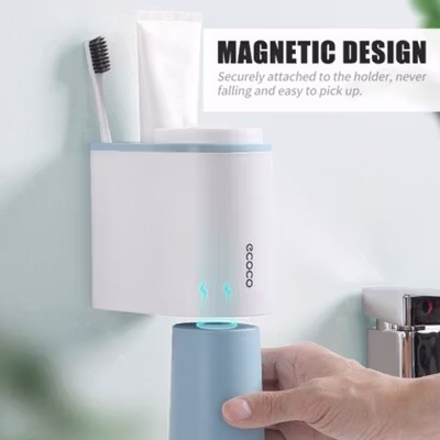 Ecoco Rak Sikat Gigi dan Gelas Magnetic Wall Mounted Toothbrush Holder - E1905 - Gray — gambar 3