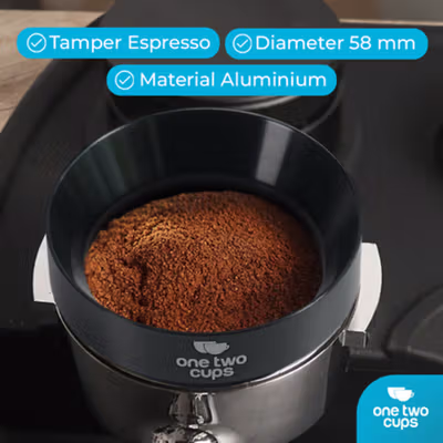 One Two Cups Dosing Ring Portafilter Espresso Magnetic Aluminium 58mm - XA045 - Black — gambar 3