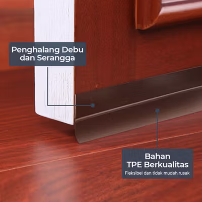 TaffHOME Lis Pintu Penghalang Debu Door Seal Strip Silicone TPE 25mmx5M - EACC25 - Brown — gambar 3