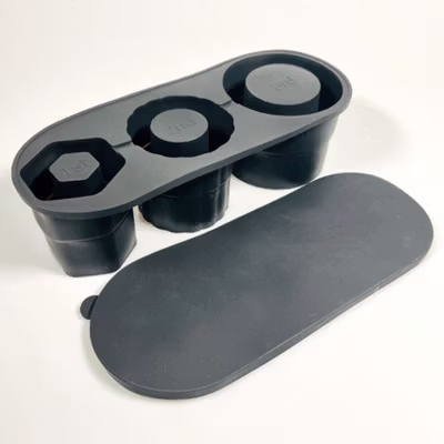 GEUTRI Cetakan Es Batu Silikon Cylinder 3 Grid Ice Cube Mold Stanley - GTR3 - Black — gambar 3