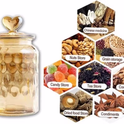 One Two Cups Toples Kaca Penyimpanan Makanan Kedap Udara 1.35L Water Droplet - GFS138 - Brown — gambar 3