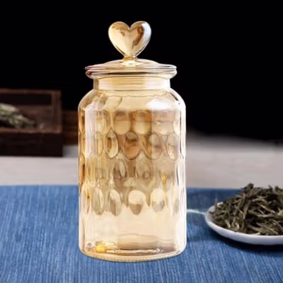 One Two Cups Toples Kaca Penyimpanan Makanan Kedap Udara 950ml Water Droplet - GFS137 - Brown — gambar 3