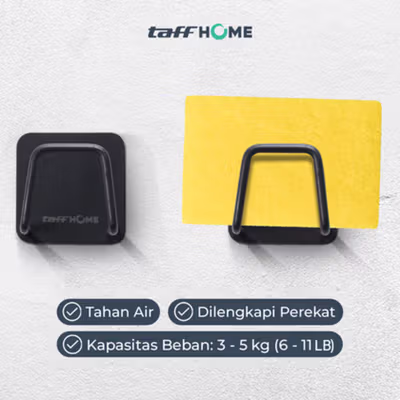 TaffHOME Gantungan Dinding Tempel Waterproof Wall Hook Stainless Steel - MT21 - Black — gambar 3