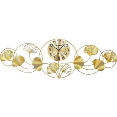 TaffHOME Jam Dinding Ginkgo Biloba Quartz Elegan Silent Movement 120cm - LZ-43 - Golden — gambar 3