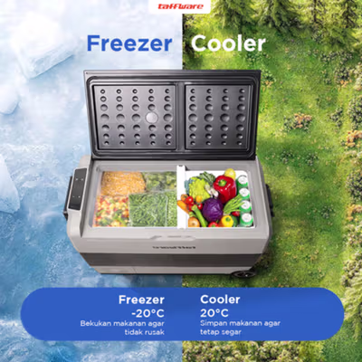 Taffware Kulkas Mobil Portable Car Mini Fridge Freezer 50L - T50 - Gray — gambar 3