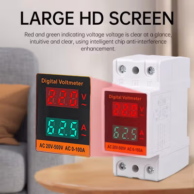 GAQQEE MCB Digital Din Rail Over Voltage Current Protector 500V 100A - C45-2042VA - White — gambar 3