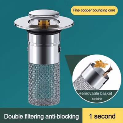 IVUSHIO Saringan Wastafel Cuci Piring Penutup Lubang Floor Drain Plug - IV-55 - Silver — gambar 3